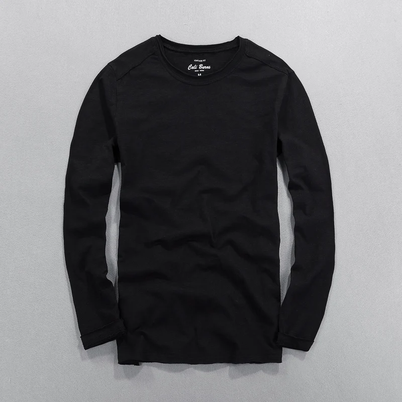 

Designer New Long-sleeved Thickness Bamboo Pure Cotton T-shirt Men Solid Fashion Brand T Shirts For Men camiseta chemise