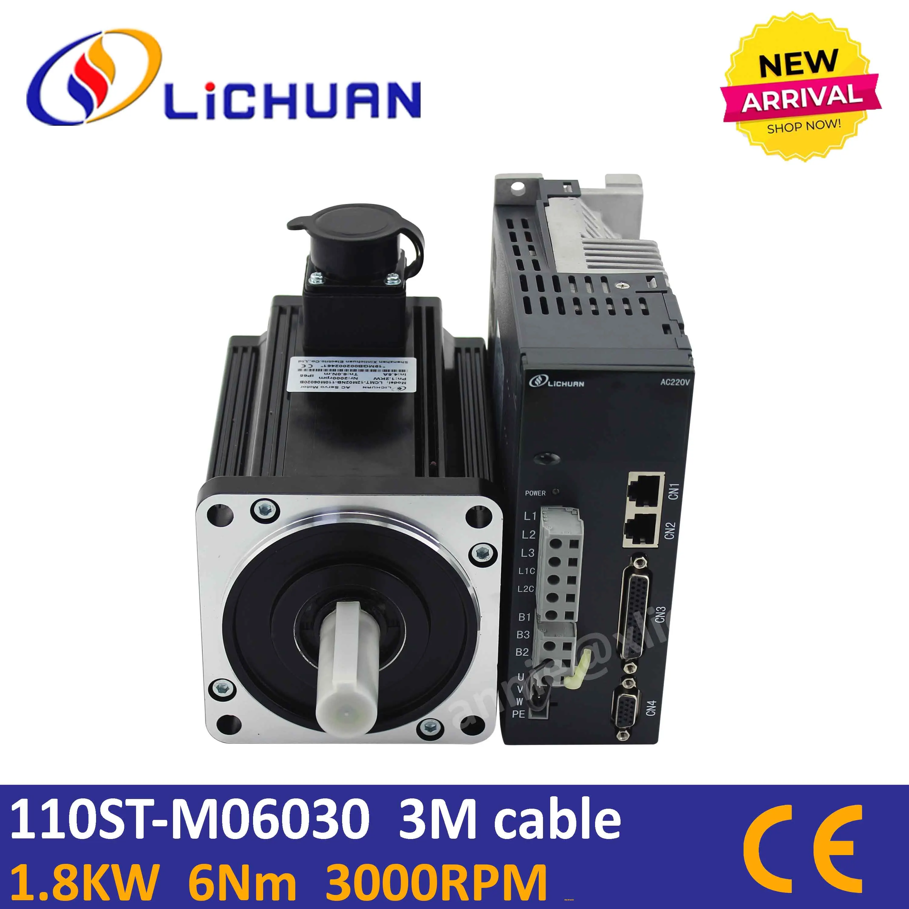 Jogo do Servo Motor do Motorista para o Woodworking Router do Cnc Controle de Velocidade 110st-m06030b 6nm 1.8kw Ac220v 3000rpm