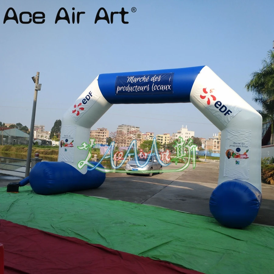 

strong blue and white pvc inflatable advertising arch with removable logo for party