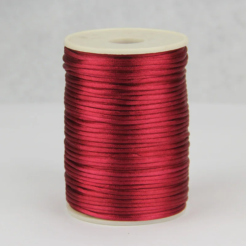 Nieuwe 2,5 mm 100 yard Chinese knoopkoord 24 kleuren Rattail satijn gevlochten string sieraden bevindingen kralen touw voor DIY mode ambacht