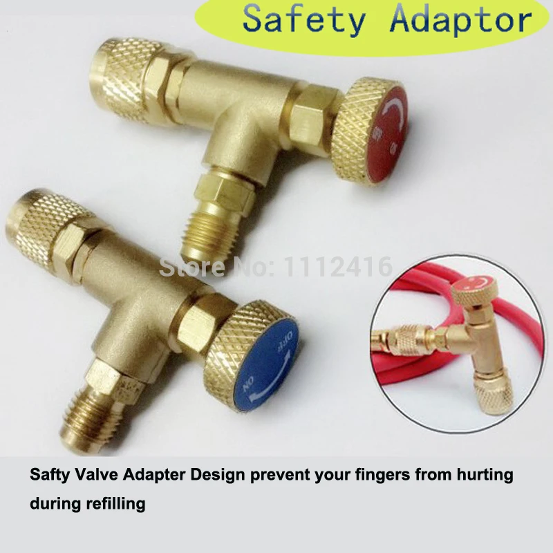 R410 R22 di Refrigerazione di Ricarica di Sicurezza Adattatore Valvola a Sfera 1/4 "M 5/16" F