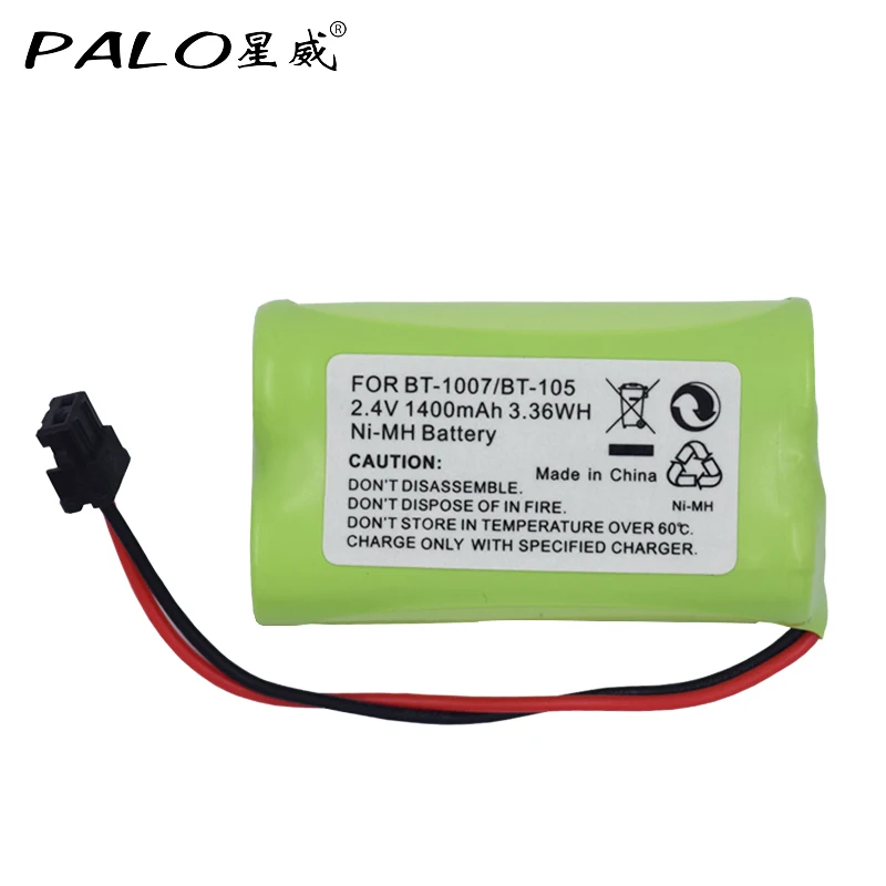 PALO Cordless Phone Battery 2.4V AA 1400mAh NI-MH Rechargeable BT-1007 BT-105 Home Phone Battery For Uniden BT904, BP904, BT1007