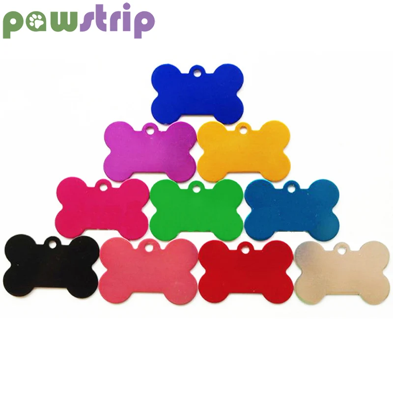 

Pawstrip 10pcs/Lot Bone Shaped Pet ID Tag Aluminum Alloy Pet Tag Colorful Dog Anti-Lost Accessories Cat Identification Nameplate