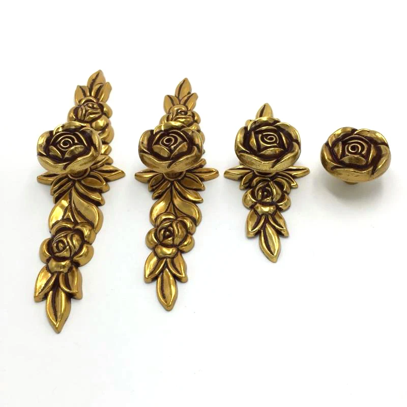 Vintage Door Handles Retro Rose Furniture Handles Antique Drawer Pulls Kitchen Cabinet Handles and Knobs Hardware