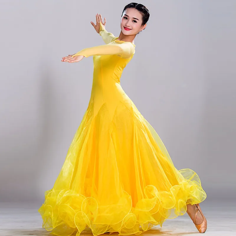 9 Colors Ballroom Dance Dresses Lady\'s High Quality Simple Style Blue Tango Waltz Dancing Skirt Ballroom Dance Competition Dress