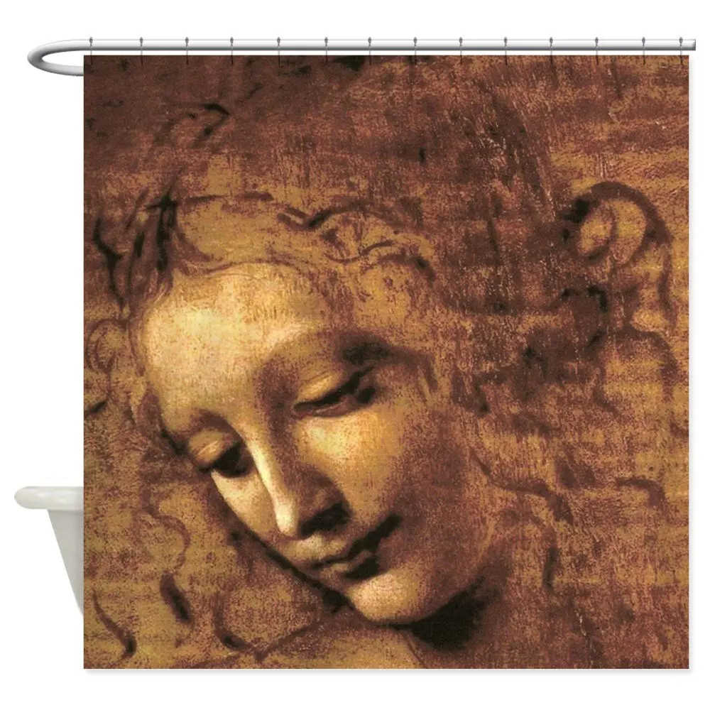 Leonardo Da Vinci La Scapigliata Decorative Fabric Shower Curtain