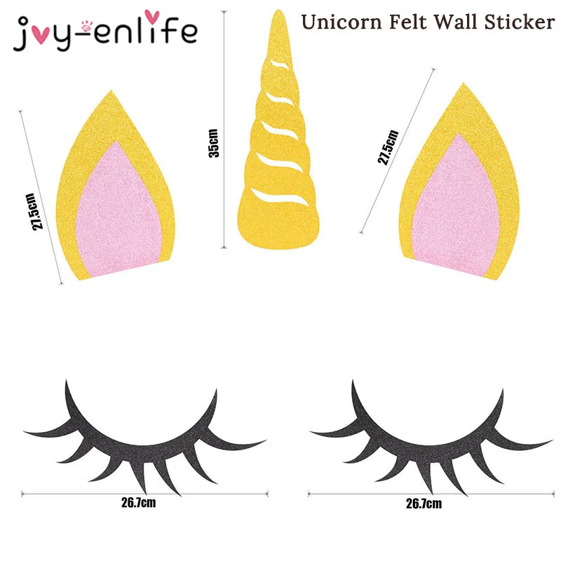 Birthday Unicorn Party Decor DIY Unicorn Horn Eyelashes Ear Wall Sticker 20cm Paper Pom Poms Baby Shower Party Backdrop Supplies