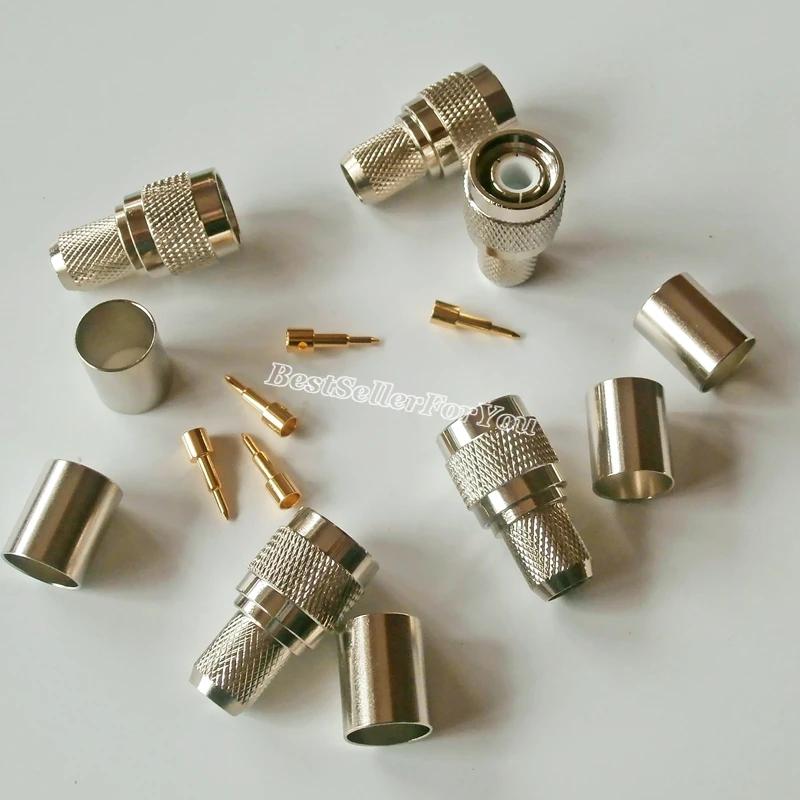 10Pcs TNC male plug crimp For RG8 RG165 LMR400 7D-FB RF Straight Coax connector