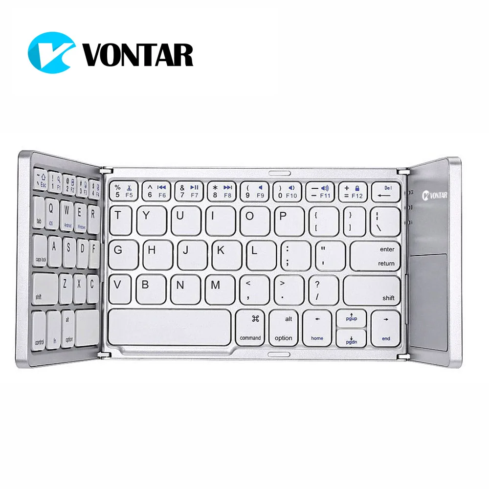 VONTAR Portable Folding Russian Wireless keyboard BT Rechargeable BT Touchpad Keypad for IOS/Android/Windows ipad Tablet