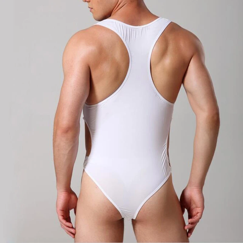 Aismz male corset ice silk bodysuit men masculino buckle one-piece underwear shapewear for men jumpsuit faja reductora hombre