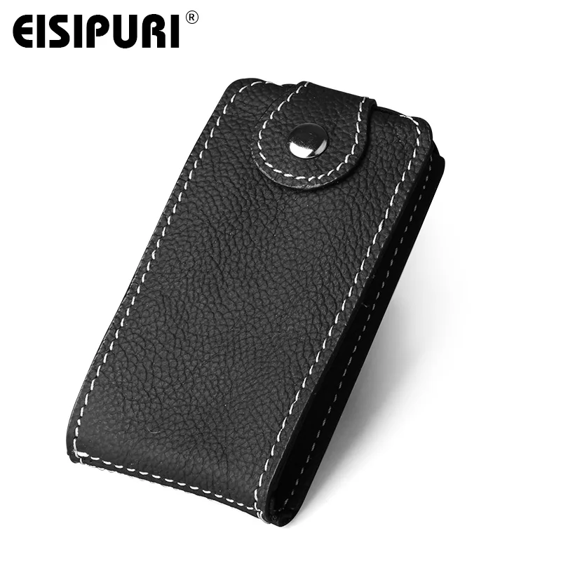 EISIPURI New Genuine leather Key Wallet Men Car Key Holder Housekeeper Original Leather Zipper Key Case Male Keychain Card