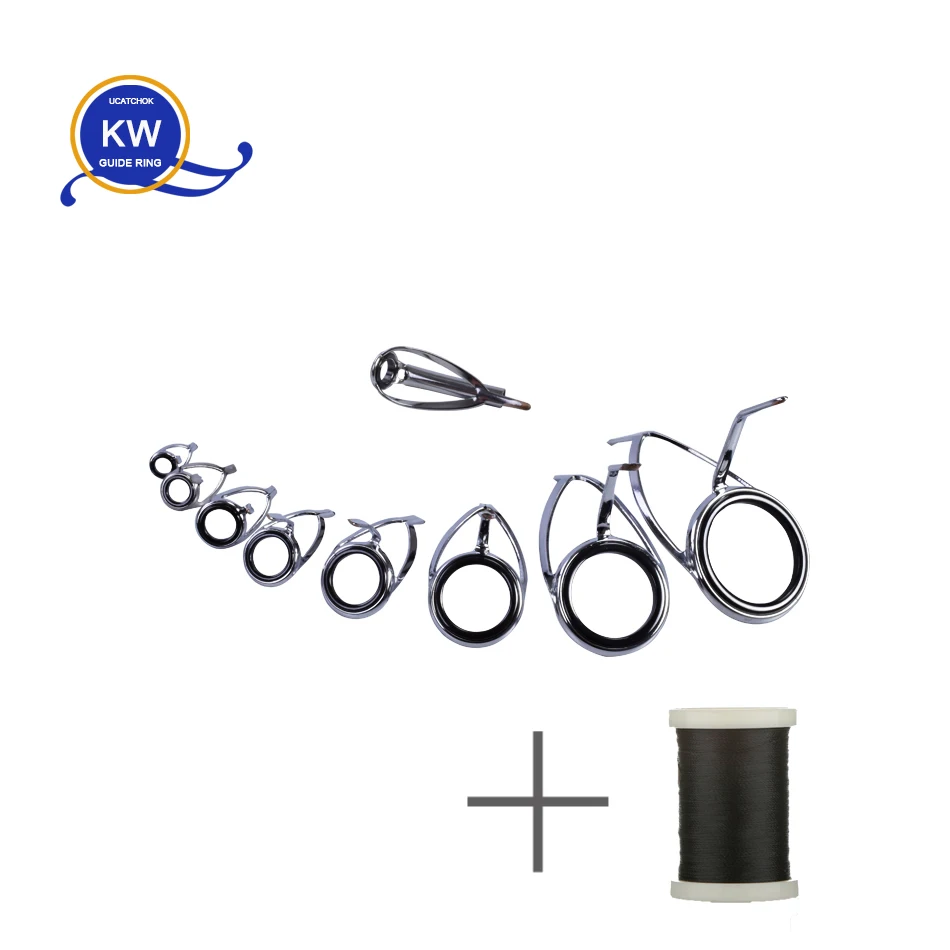 8Pcs/set KW 6# - 30# Stainless Steel Eye Rings Fishing Rod kw Guides Tips Line Repair Kit