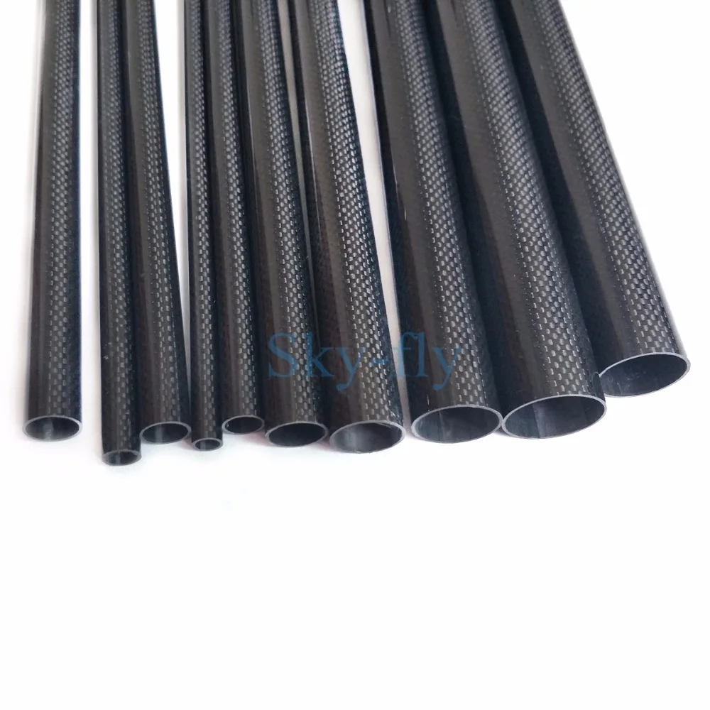 2pcs Roll Wrapped Carbon Fiber Tube 3K Glossy surface Dia 10mm 12mm 14mm 16mm 18mm 22mm 24mm 26mm 28mm 30mm 32mm Length 500mm