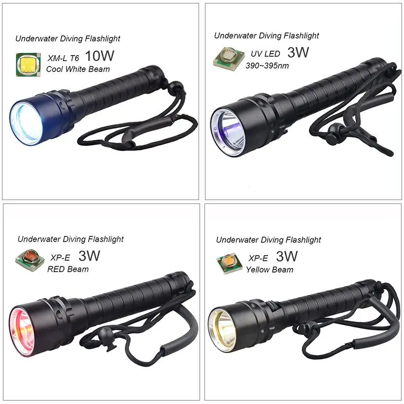 TMWT Underwater Diver Diving Flashlight XM-L2 led T6 Lamp Waterproof 18650 Rechargeable Battery white yellow LED Diving lights