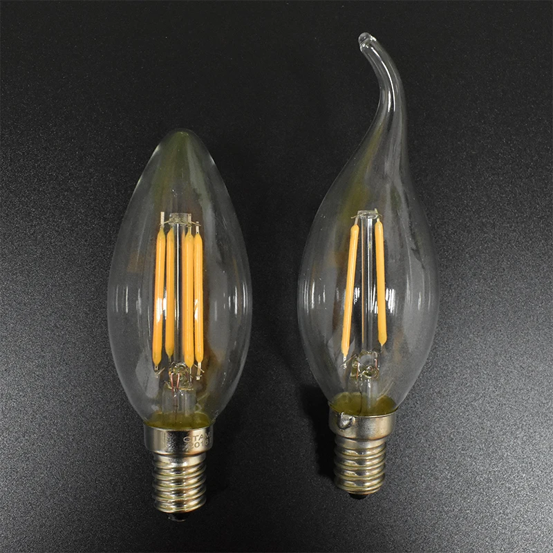 

Toika 100pcs/lot E14 LED candle Bulb Filament Light Glass Bulb AC85-265V 2W 4W Candle Light CRI 85 360 Degree