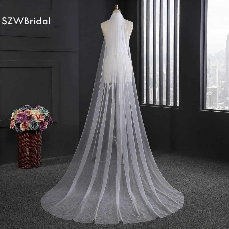 

New Arrival 3 Meter Cut edge Bridal veil sluier wedding accessories Cathedral wedding veil with comb Voile de mariee