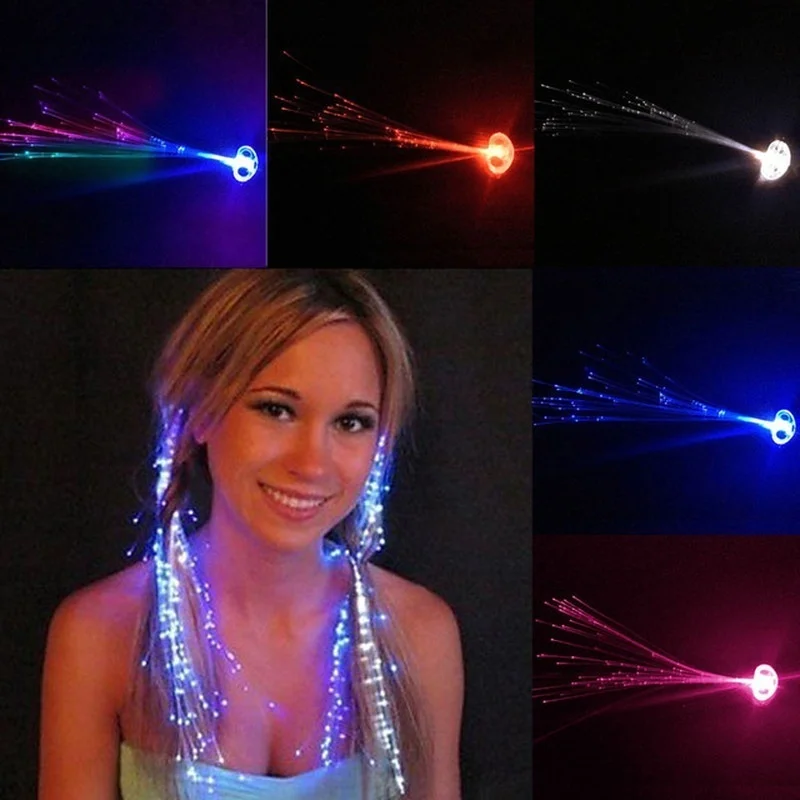 2PCS LED Fiber Optic Lights Up Multicolor Hair Barrettes Led Hair Lights Chritmas Decorations  Neon Party