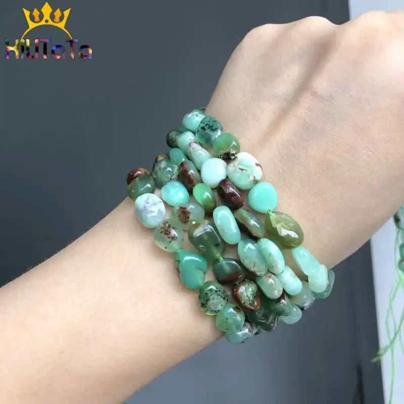 8-10mm Natual Irregular Chrysoprase Australia Jades Stone Beads Loose Spacer Beads For DIY Jewelry Making Bracelet Necklace 15\'\'