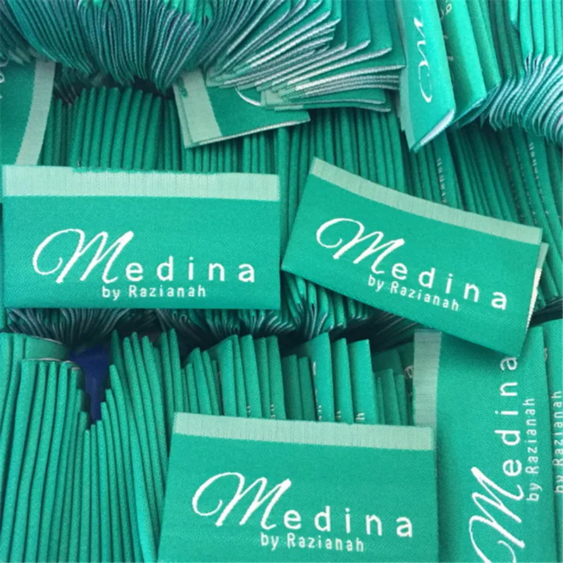 Custom Center Folded Thin Cloth Woven Label For Clothing