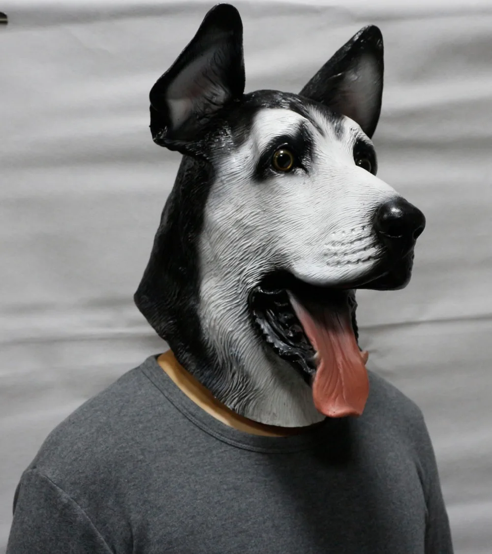 Halloween Siberian Husky Dog Latex Mask Animal Dog Mask Party Cosplay Costume Adult