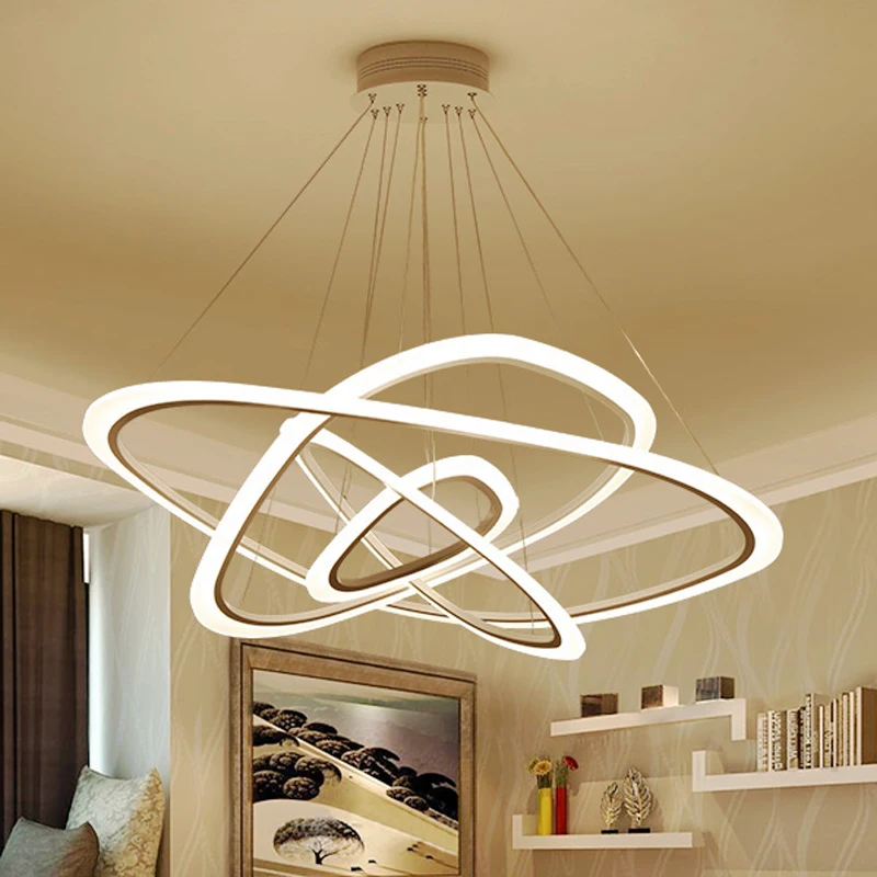 Nuovo Moderne luci a sospensione per la sala da pranzo 4/3/2/1 Cerchio Anelli in acrilico LED apparecchi di illuminazione Lampada Da soffitto