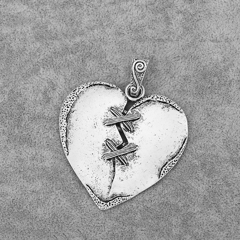 2PCS Tibetan Silver Large Heart Shape Charms Pendants for Necklace Making Jewelry Findings 57x55mm