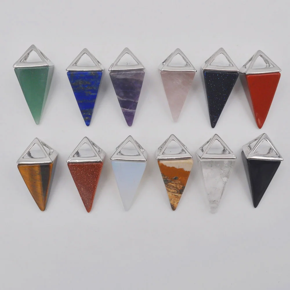 Piedra arenisca/ojo de tigre/aventurina/lapislázuli/cristal/ágata/piedra amatista colgante Natural péndulo cuadrilátero joyería para regalo de mujer