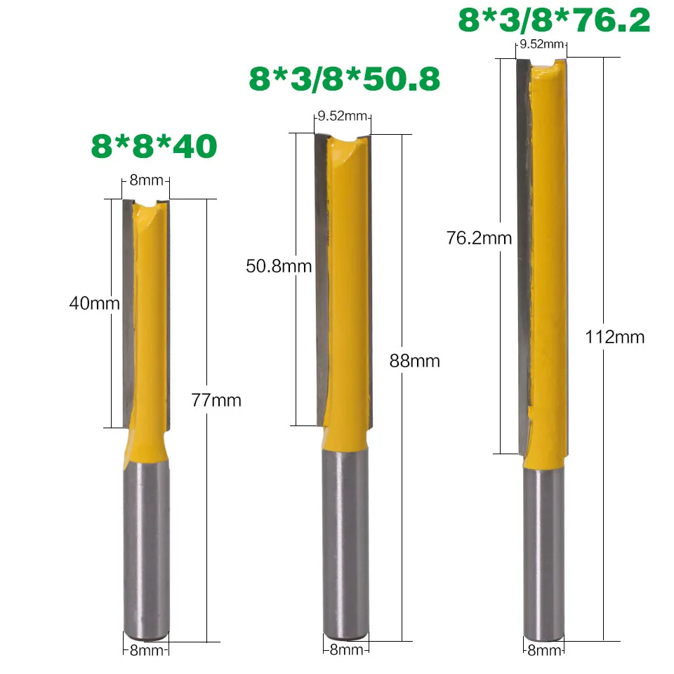 Imagem -05 - Lâmina Extra Longa para Cortar Diâmetro Haste de mm em 1pc Straight Router Bit para Carpintaria Cortador Tenon Carpintaria