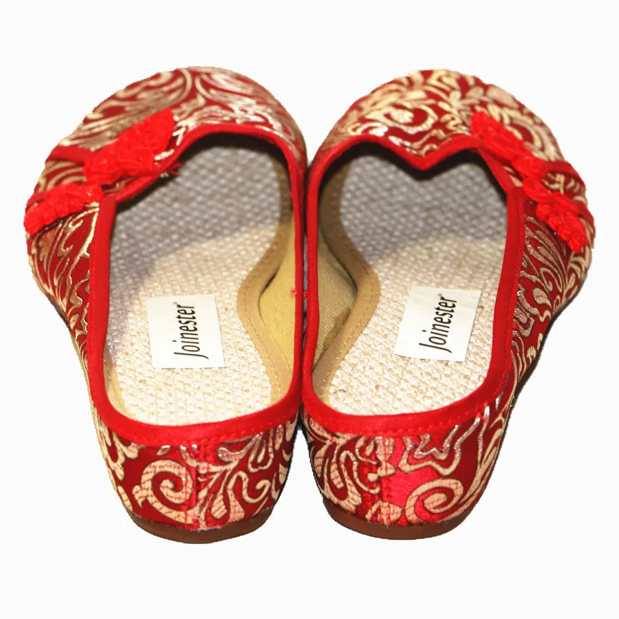 Chinese Ethnic Women Slippers Traditional Button Woman Backless Loafer Embroider Vintage Slides Dance Shoe Ladies Summer Slipper