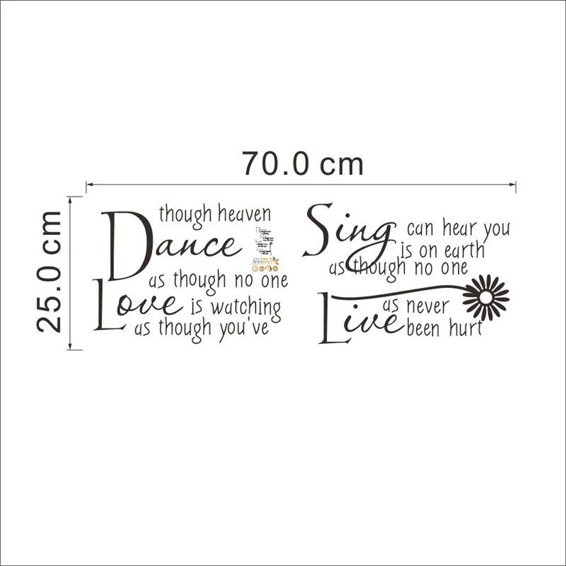 Dance Love Sing Live Inspirational Quotes Wall Decal Stickers Office Bedroom Home Decoration Peel And Stick Pvc Wall Mural Art
