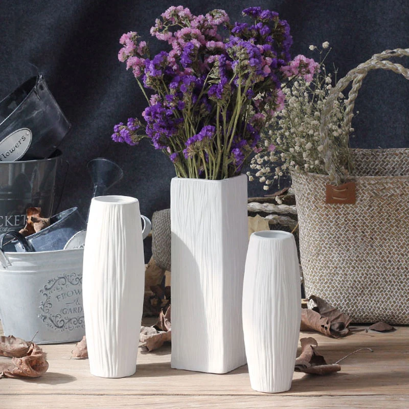 

Ceramic Crafts White flower Vase Modern Simple Porcelain Living Room Decoration Home Craft Decoration Sculpture Home Decoration