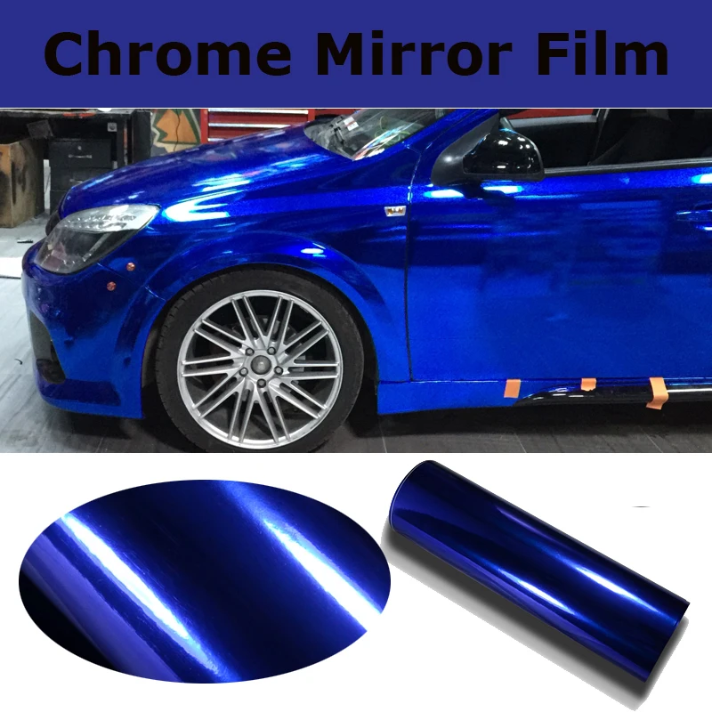 

Size 1.52*20M Premium Stretchable Dark Blue Mirror Chrome Vinyl Wrap Car Wrapping Chrome Film Chrome Blue Foil Air Bubble Free