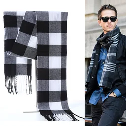 Winter Mannen Sjaal Plaid Streep Sjaal Mannelijke Casual Business Merk Designer Officiële Uitlaat Kasjmier Sjaals Vrouwen Thermische Sjaal