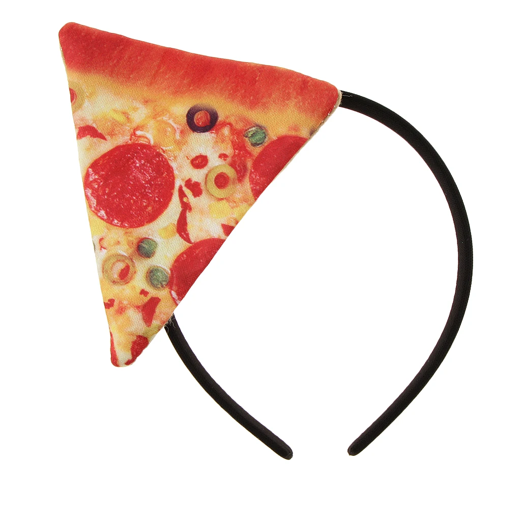 Festival Fast Food Triangle Pizza Headband Women Girls Halloween Fancy Dress Party Hairband Dresssing up Cosplay Gift