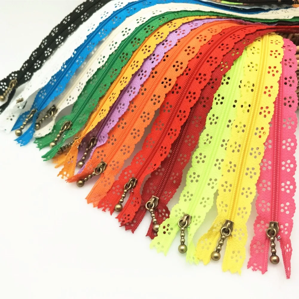 Hot sell 10pc 20cm Nylon Lace Zipper For Clothes Zippers Tailor Sewing Zip Closure Craft Sewing Accessories Random Color 5BB5550