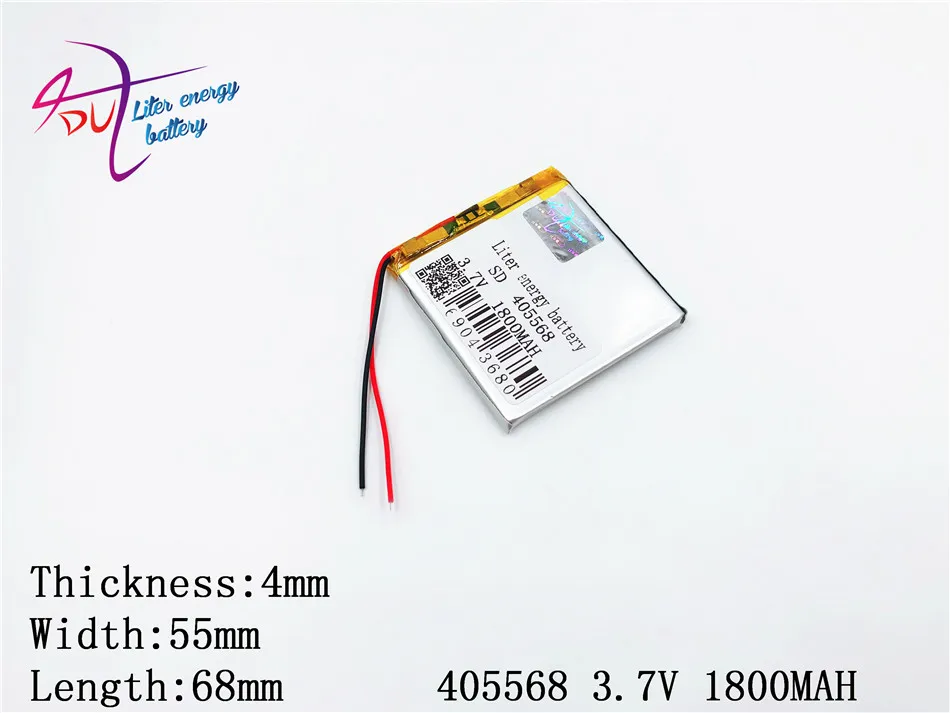 Batterie Lithium-polymère Rechargeable, 3.7V, 1800mAh, 405568 405070, li-ion, pour Mp3 MP4 MP5, GPS, bluetooth, mobile