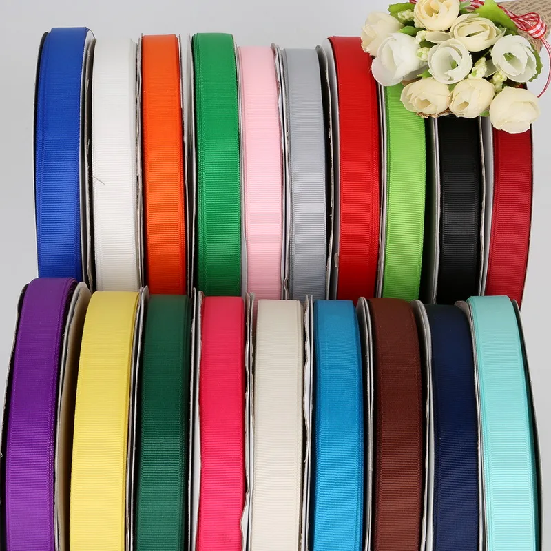 5 Yard/lot 7mm 10mm 15mm 20mm 25mm 38mm Grosgrain Ribbon For Wedding Party Decoration DIY Gift Wrap Christmas Ribbons Tapes