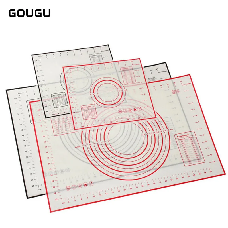 

60*40cm GOUGU Platinum Silicone Oven Baking Mat Glass Fiber Reinforced Cake Roll Mat with Scale Non-stick Kneading Dough Sheet