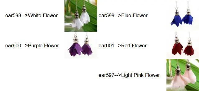 Qingmos Trendy Light Pink Silk Flower Tassel Earrings for Women with 20*30mm Light Pink Silk Flower Dangle 3.5\'\' Earring-ear597