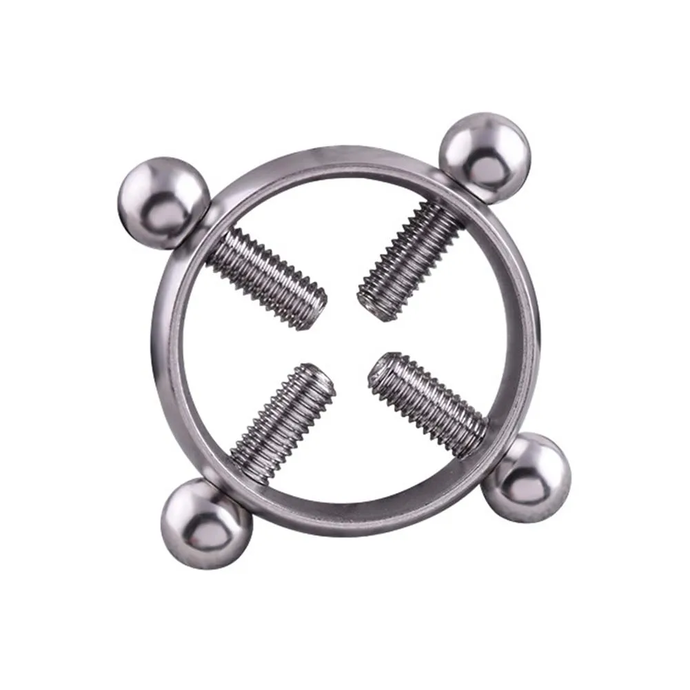 Adult sex toys Silver Alloy Adjustable Screw On Nipple Clamp Ring Barbells Body Piercing Jewelry Fetish Kinky Breast Sextoys CJ