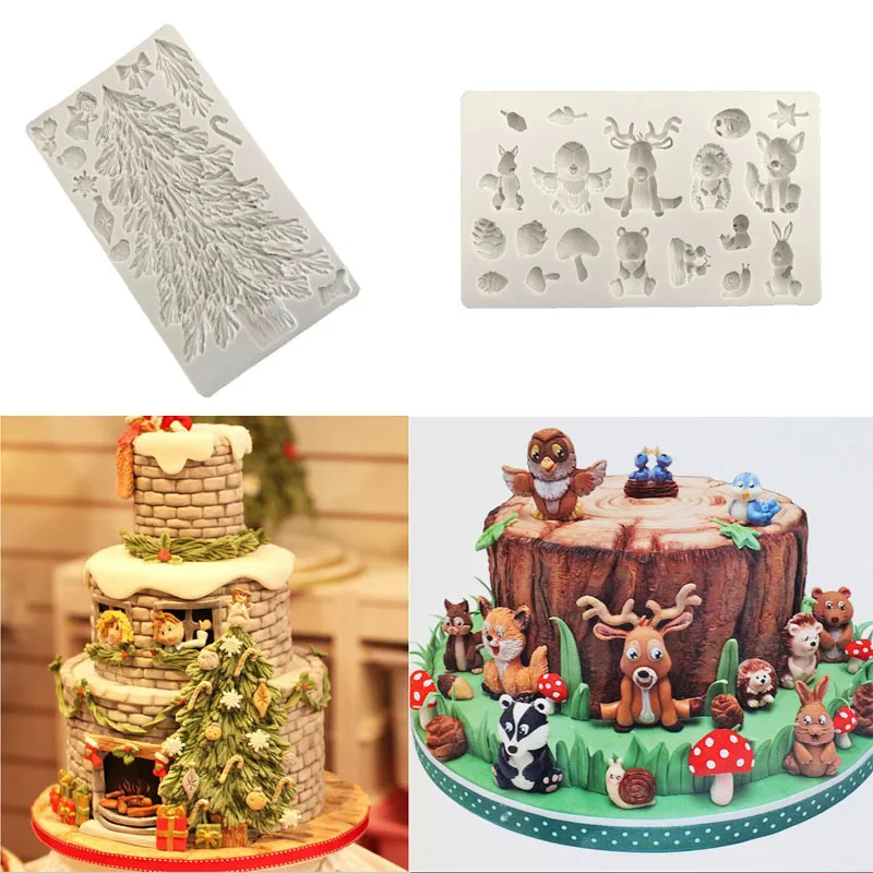 

Christmas Tree Snowflake Bow Silicone mold Cake Border Decorating Fondant Molds 3D Chocolate Candy Clay Moulds