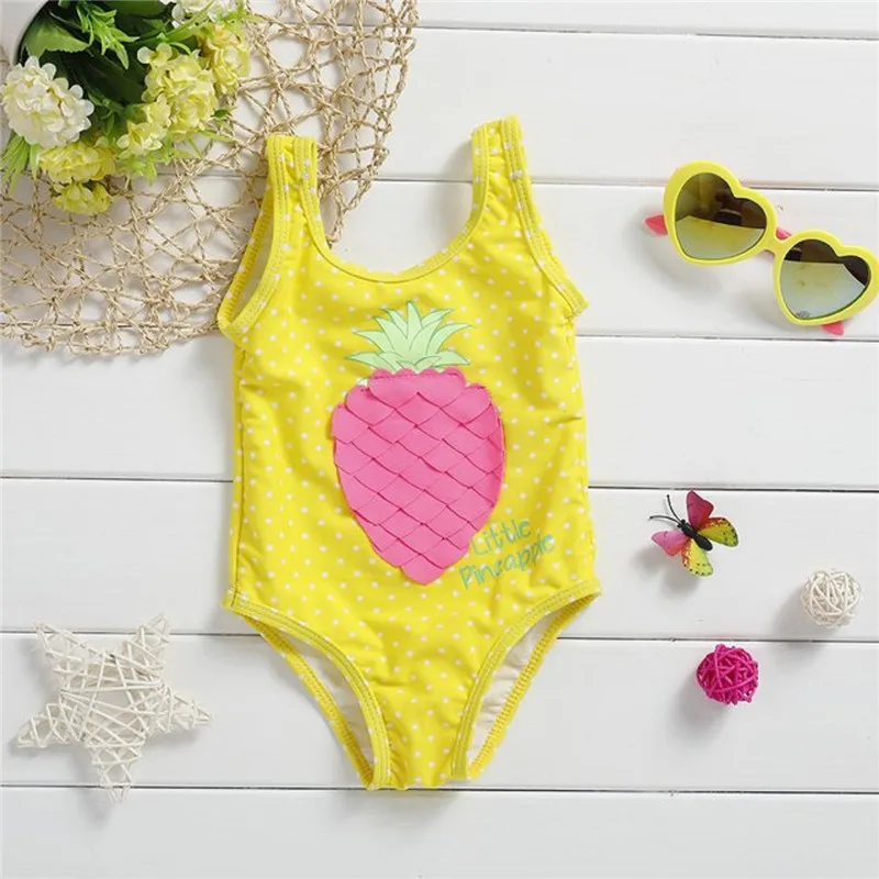 Newborn Kids Baby Girl Bikini Swimwear Swimsuit Pineapple Yellow Bathing Suit Swimming One-Piece Beachwear