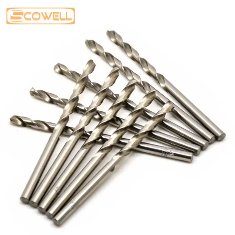 10PCS SCOWELL HSS M2(6542) Twist Drill Bits Jobber Drills For Hard Metal Stainless Steel 1mm 2mm 3mm 4mm 5mm 6mm,7mm,8mm,13m