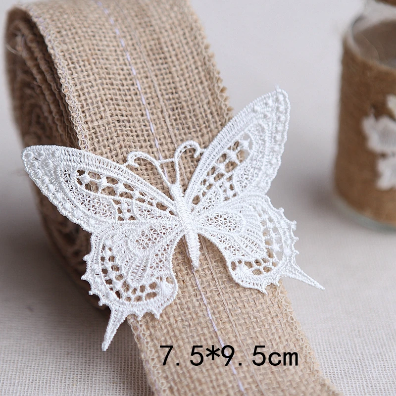 MLAEY 5PCS Lace Trim Quality Cotton Patch Badge Embroidered Lace Fabric Applique DIY Clothes Stickers