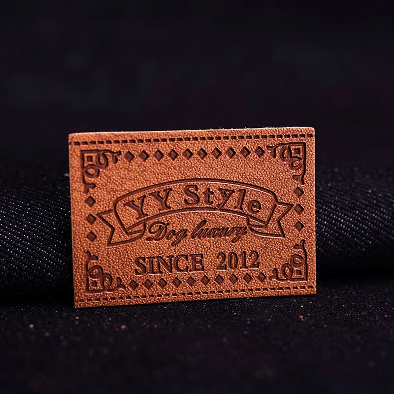 custom logo garment leather label, accessories Jeans bags main embossed printed leather tags labels