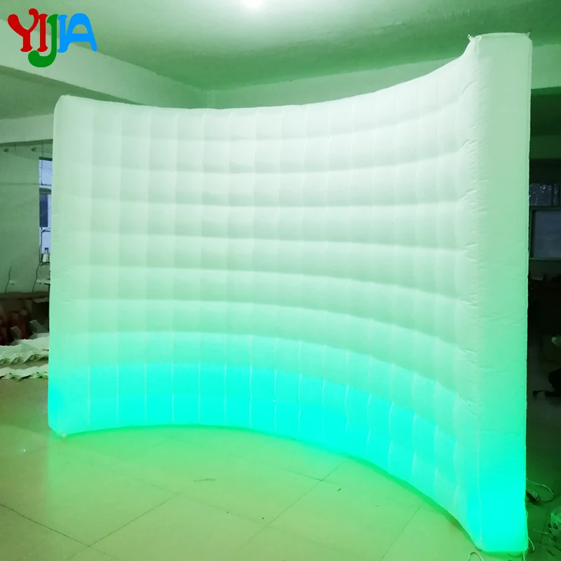 10ft Whole White With Black Base  Inflatable wall backdrops stand with LED strips bottom For party