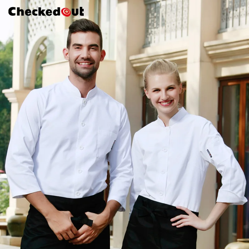 Chef Long Sleeve Uniform Women's Single-breasted Restaurant Jacket  Kitchen White Chef  Jacket Plus Size Chef Overalls  B-6253