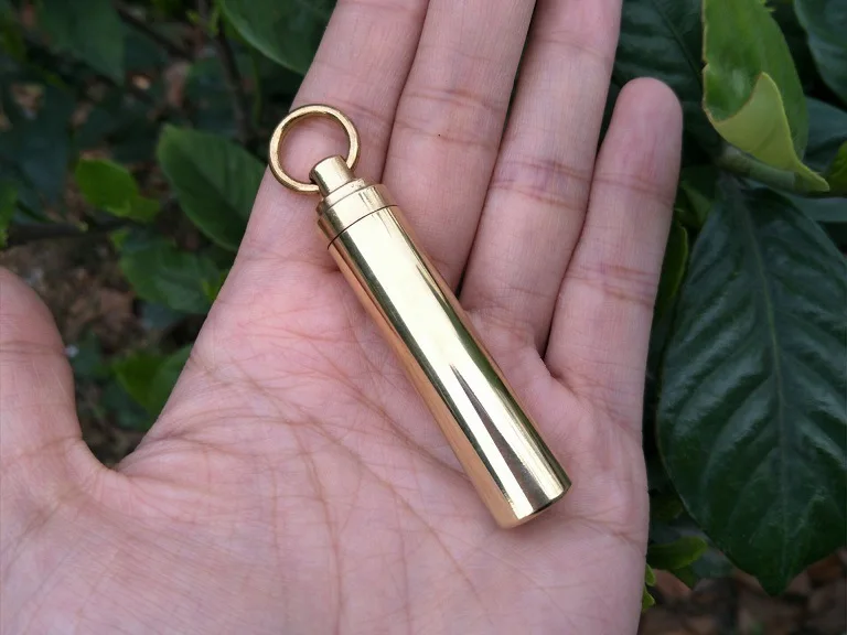 Outdoor Waterproof Tank Brass Sealing Box Pure Brass Mini Metal Drug Waterproof Storehouse EDC Tool And Equipment Pocket Tools