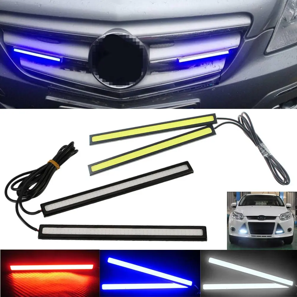 2pc 17CM 12V COB LED Strip Lights DRL Driving Daytime Running Lamp LED DRL Driving Strip Light Waterproof fog Parking light