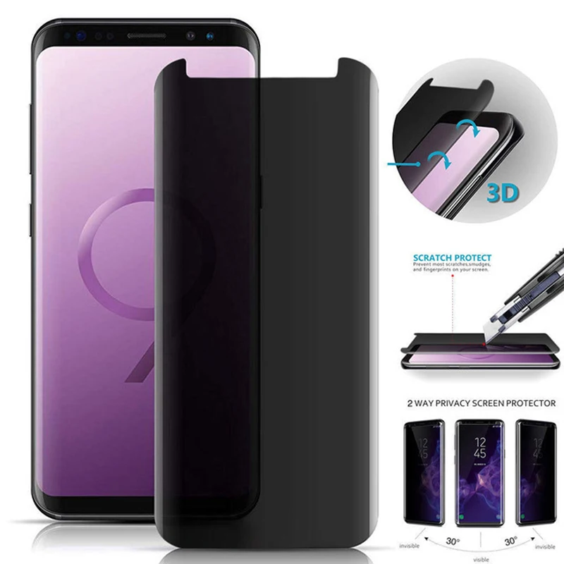 Case Friendly Privacy Tempered Glass For Samsung Galaxy S8 S9 Plus Note 8 9 3D Curved edge Cover Anti Glare Spy Screen Protector